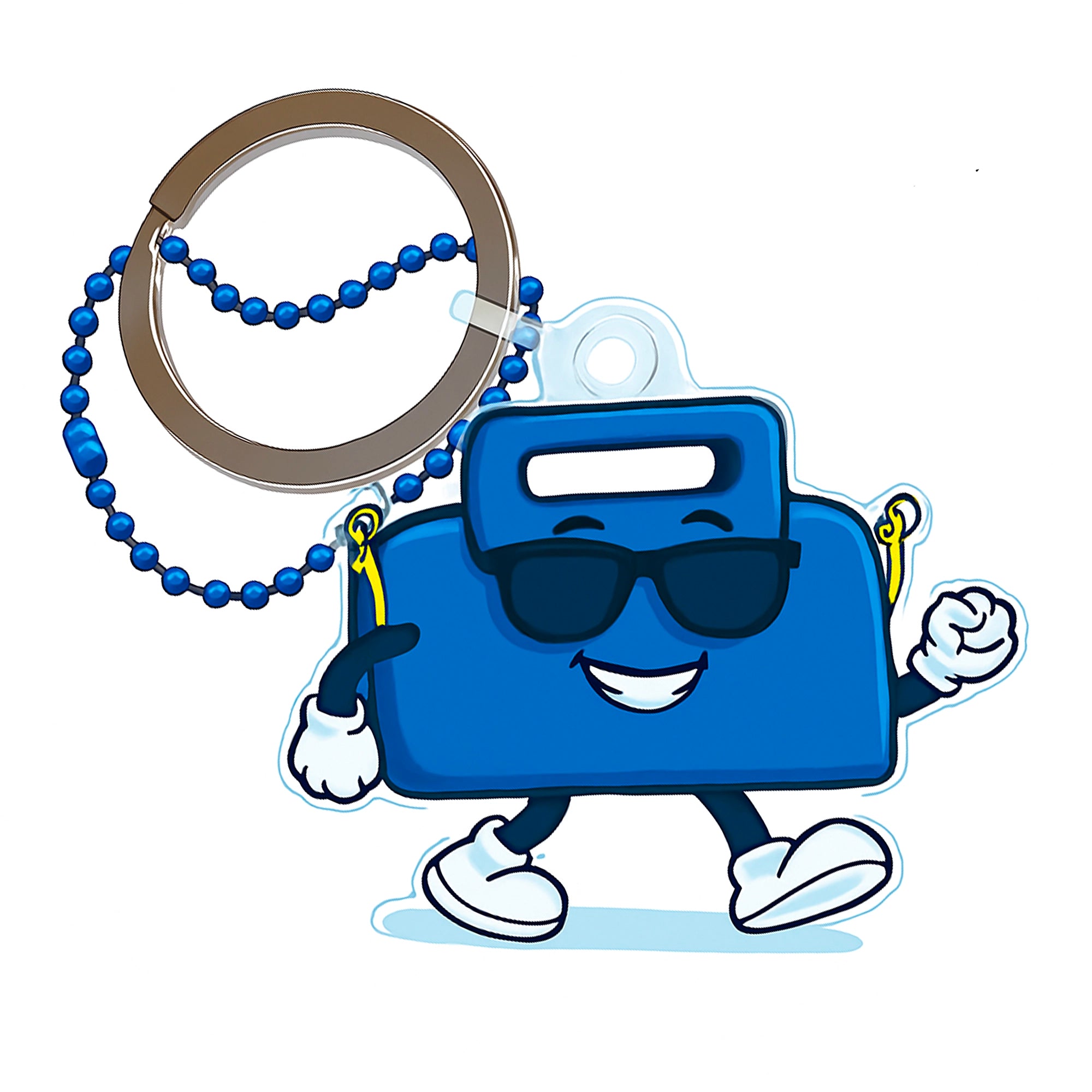 Charmlingz Gemini key ring bag charm with sunglasses on a white background