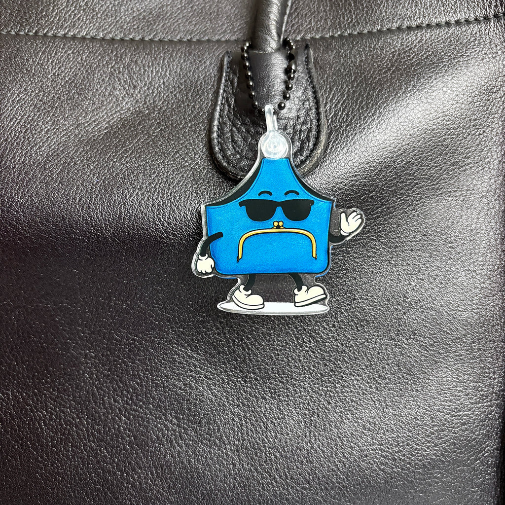 Charnmlingz Muffy bag charm key ring CU on bag