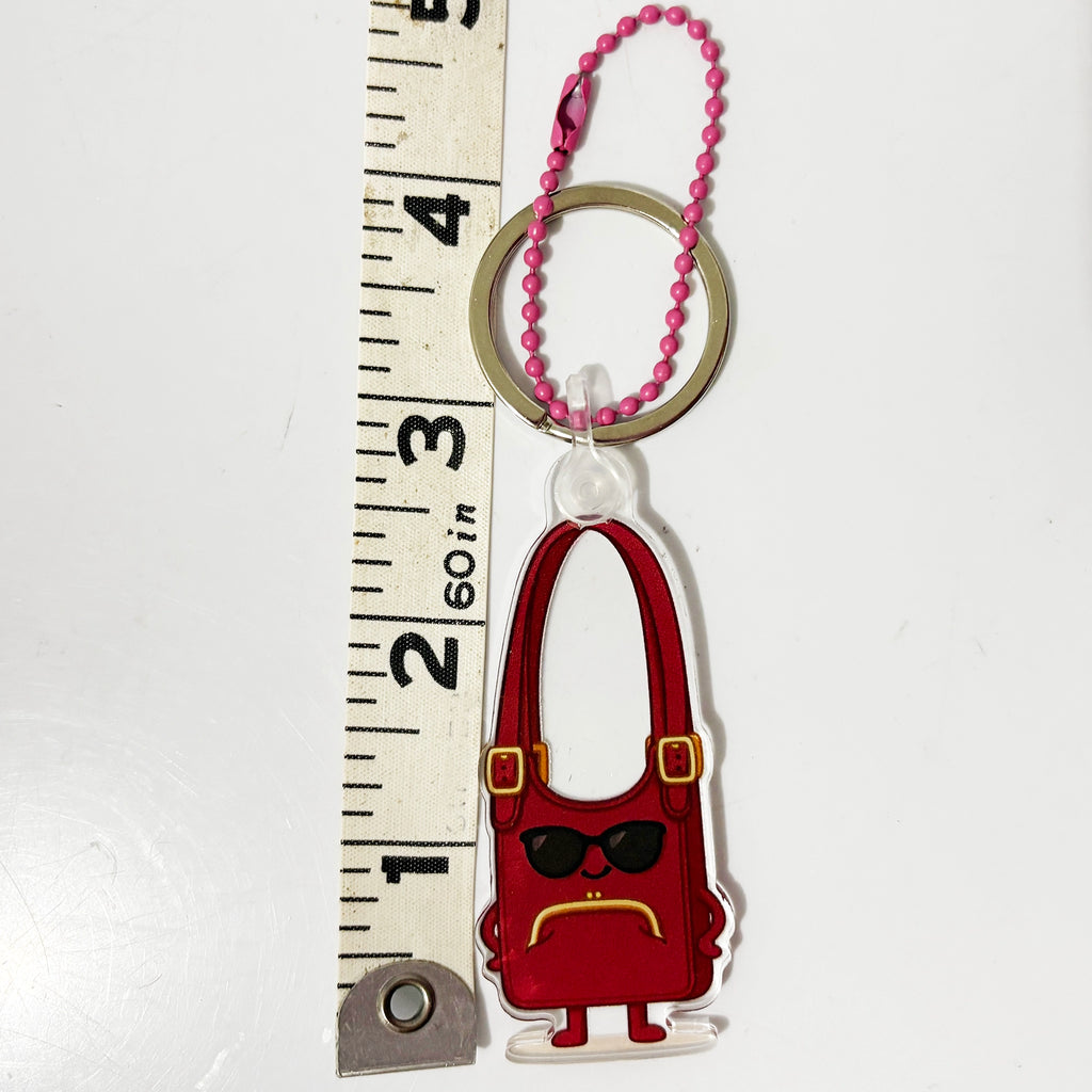 Teary Bag Charm Key Ring Tear Drop Shape Next to Ruler