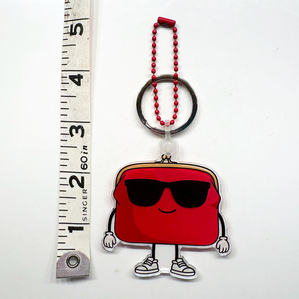 Red Kiss Lock Purse Shaped Bag Charm with Key Ring