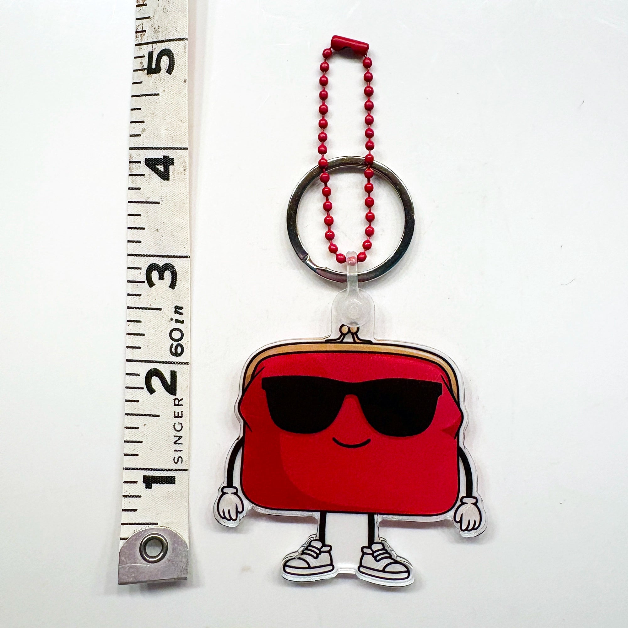 Red Kiss Lock Purse Shaped Bag Charm with Key Ring